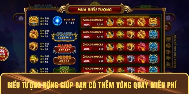 Biểu tượng rồng sẽ giúp bạn có thêm vòng quay miễn phí